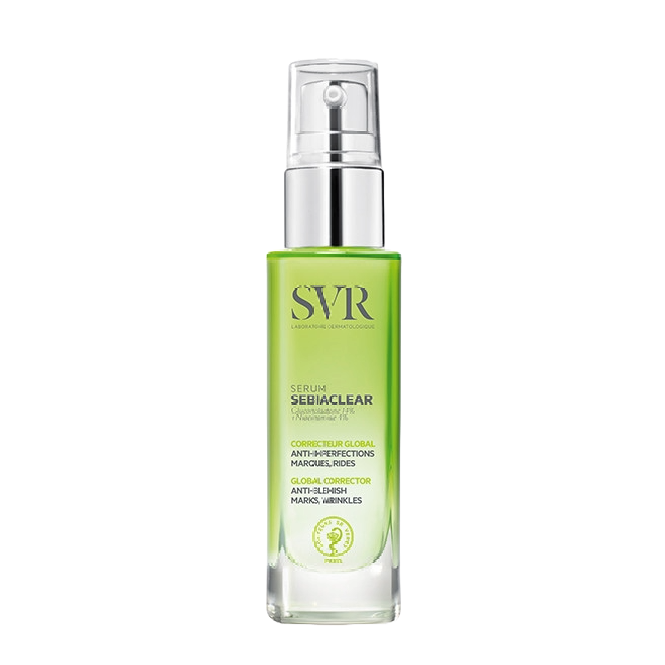 SVR Sebiaclear Serum 30 ml, a powerful facial serum designed to reduce blemishes, unclog pores, and regulate sebum production. Enriched with salicylic acid and niacinamide for refined skin texture.