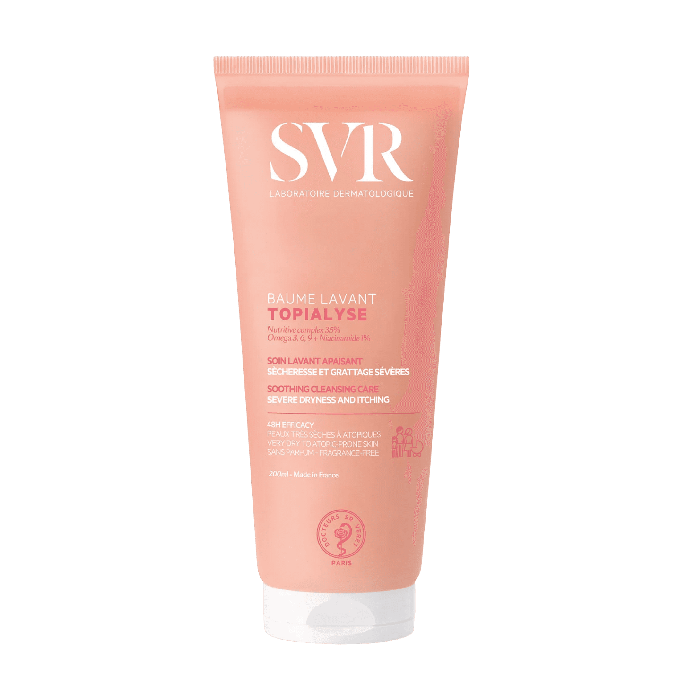 SVR Topialyse Baume Lavante 200 ml is a soothing cleansing balm for dry to very dry sensitive skin. It nourishes, protects, and strengthens the skin barrier.