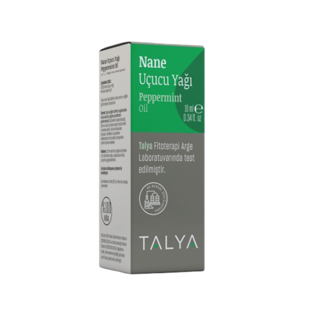 Talya Peppermint Essential Oil 20 ml for eye treatment, ideal for relieving dark circles, fine lines, and dull skin in skincare routines.