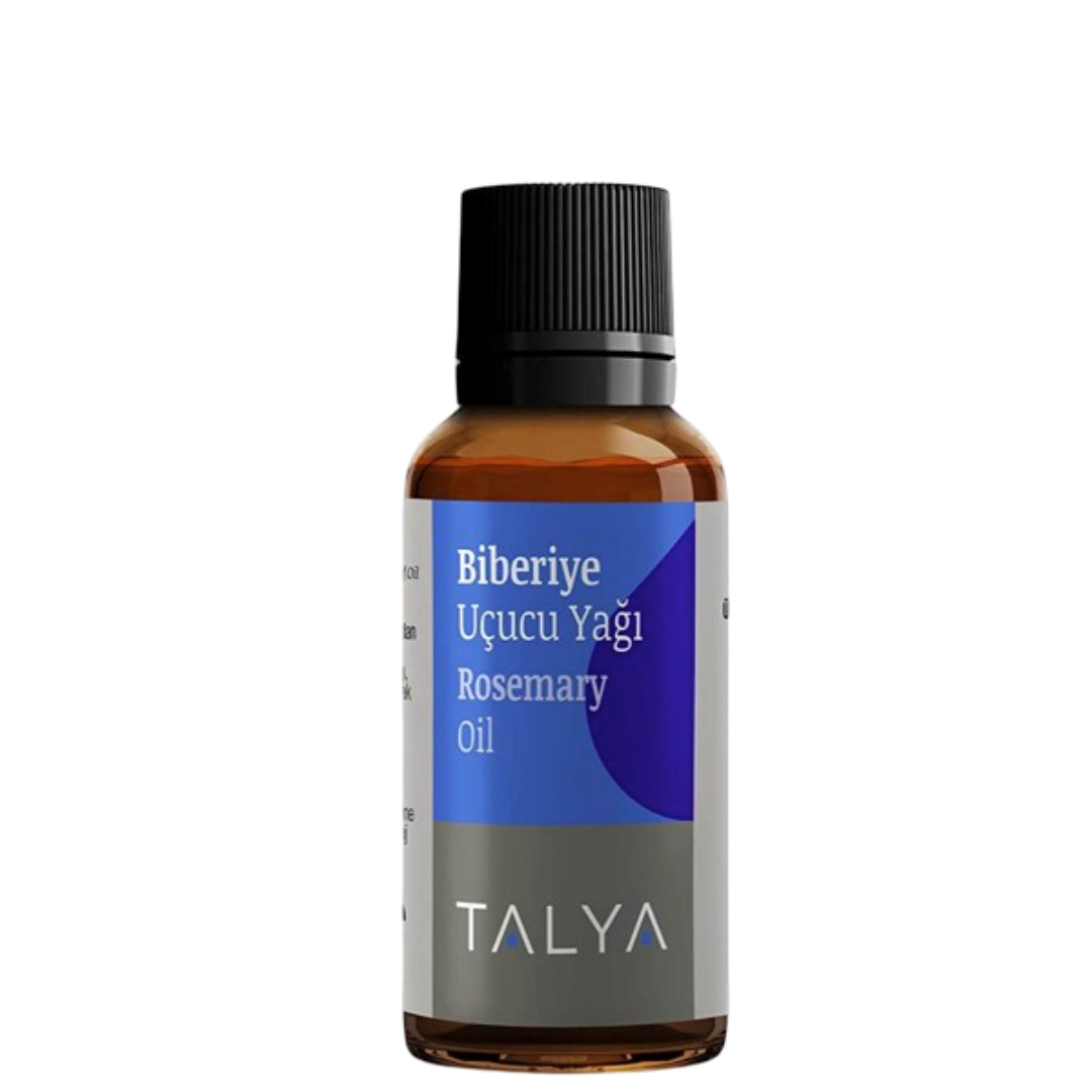 Talya Rosemary Essential Oil 20 ml cold-pressed bottle for hair growth, skin care, and pain relief in massage and aromatherapy routines.