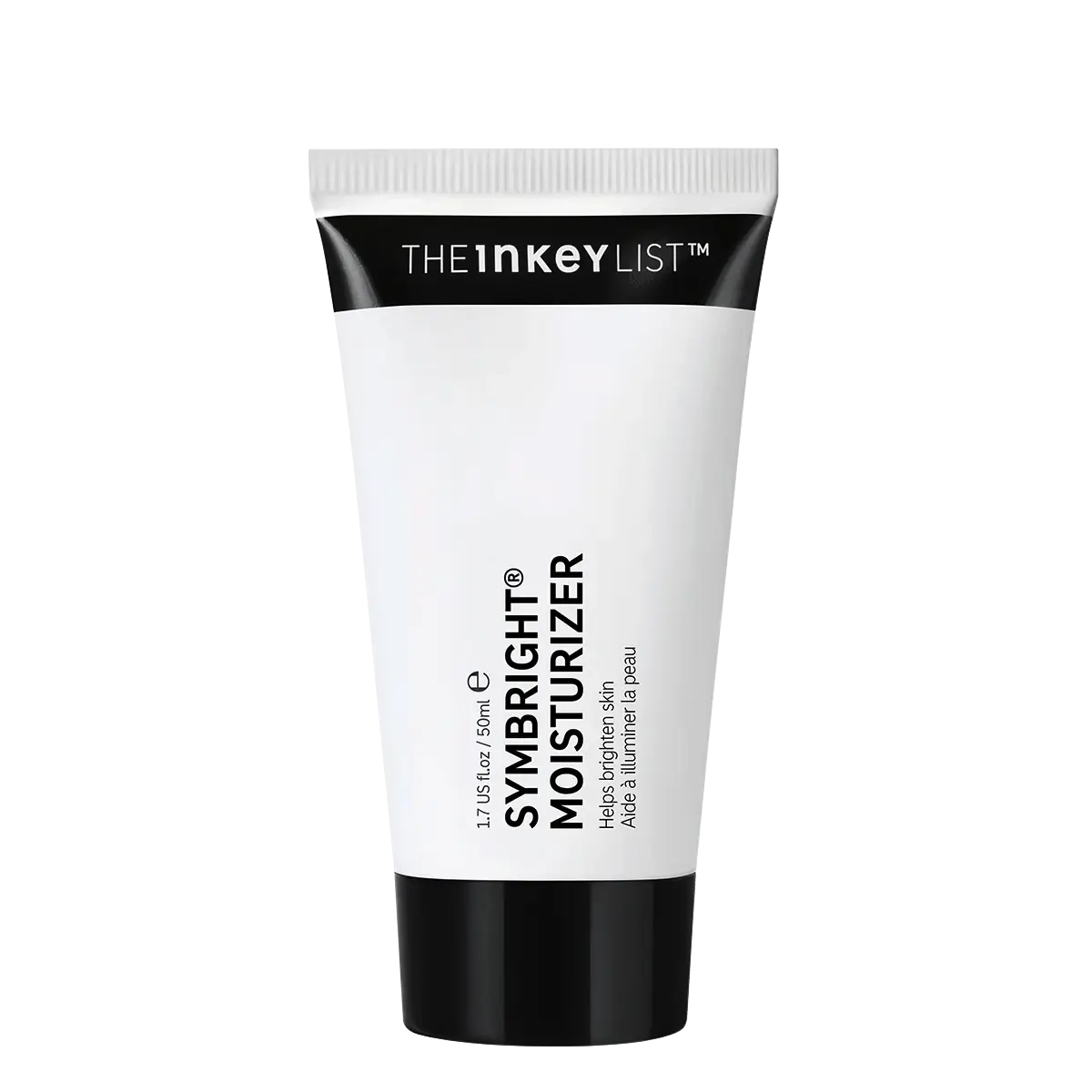 The Inkey List Symbright Moisturizer 50 ml in a sleek black and white tube. A lightweight facial moisturizer designed to brighten and hydrate skin.
