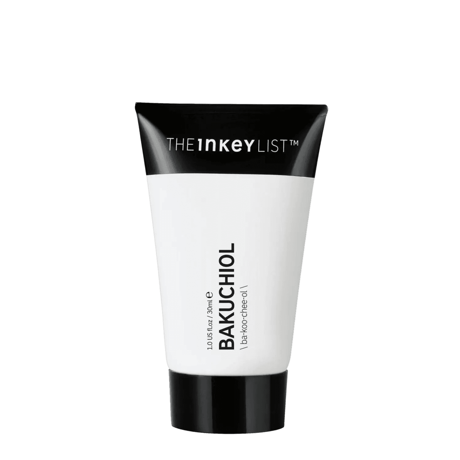 The Inkey List Bakuchiol Moisturizer 30 ml in a sleek black and white tube. A gentle, plant-based alternative to retinol for smoother, hydrated skin.
