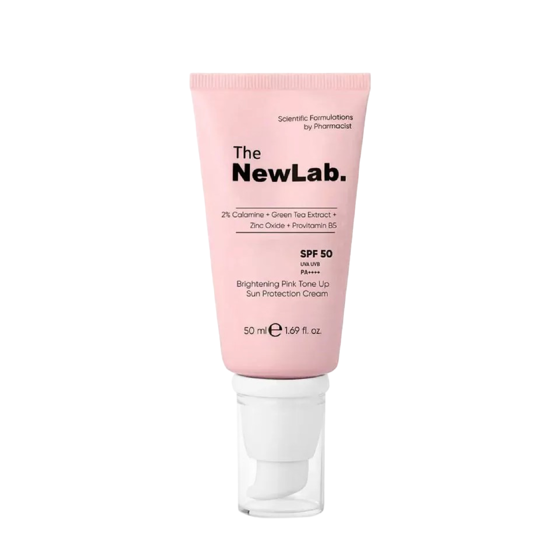 The NewLab Brightening Pink Tone Up Sun Protection Cream SPF50+ 50 ml offers broad-spectrum sun protection while enhancing skin radiance. Infused with calamine and green tea extract, this lightweight sunscreen evens skin tone and provides a natural glow.