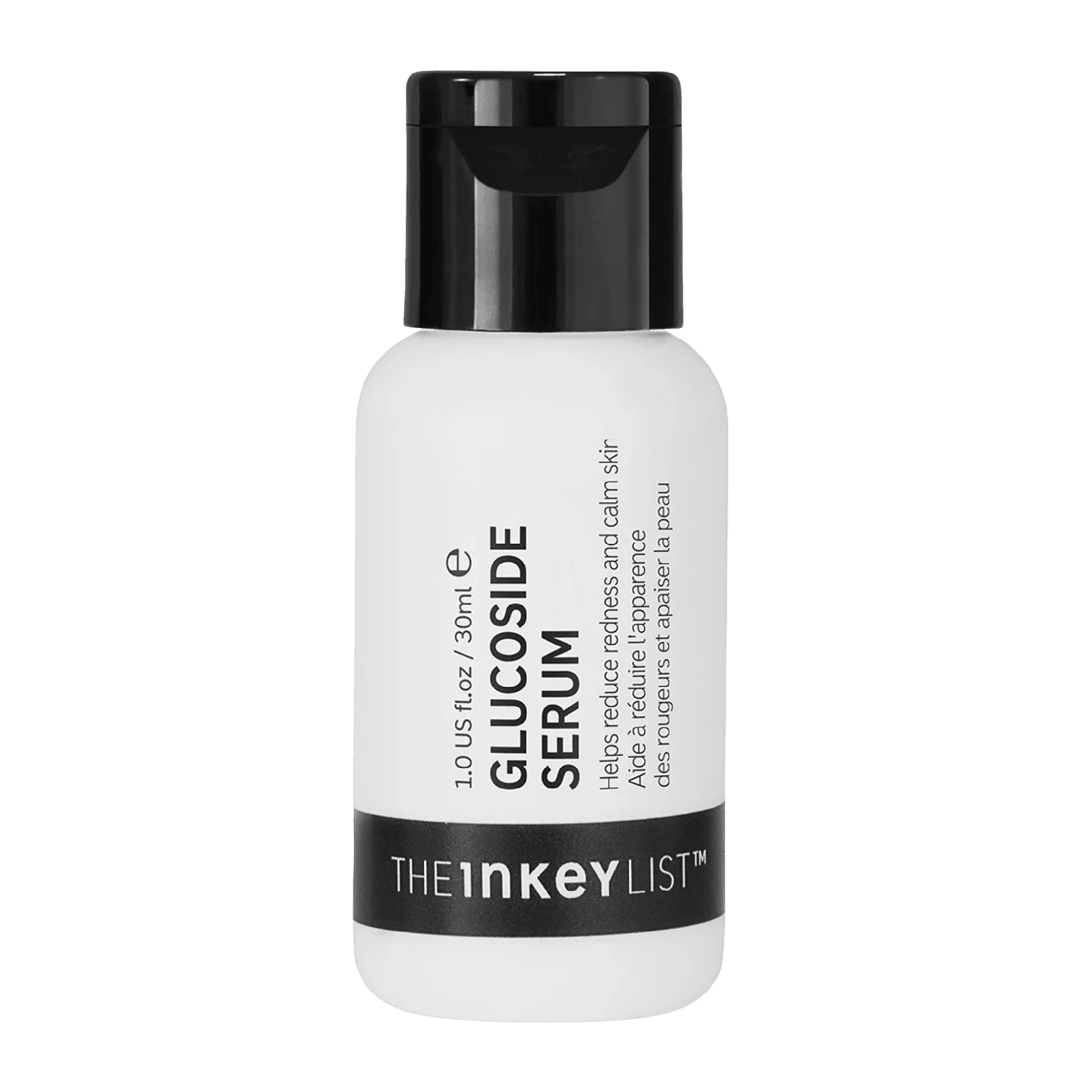 The Inkey List Glucoside Serum 30 ml for redness treatment and soothing. Lightweight facial serum calms irritated skin and brightens sensitive tones.