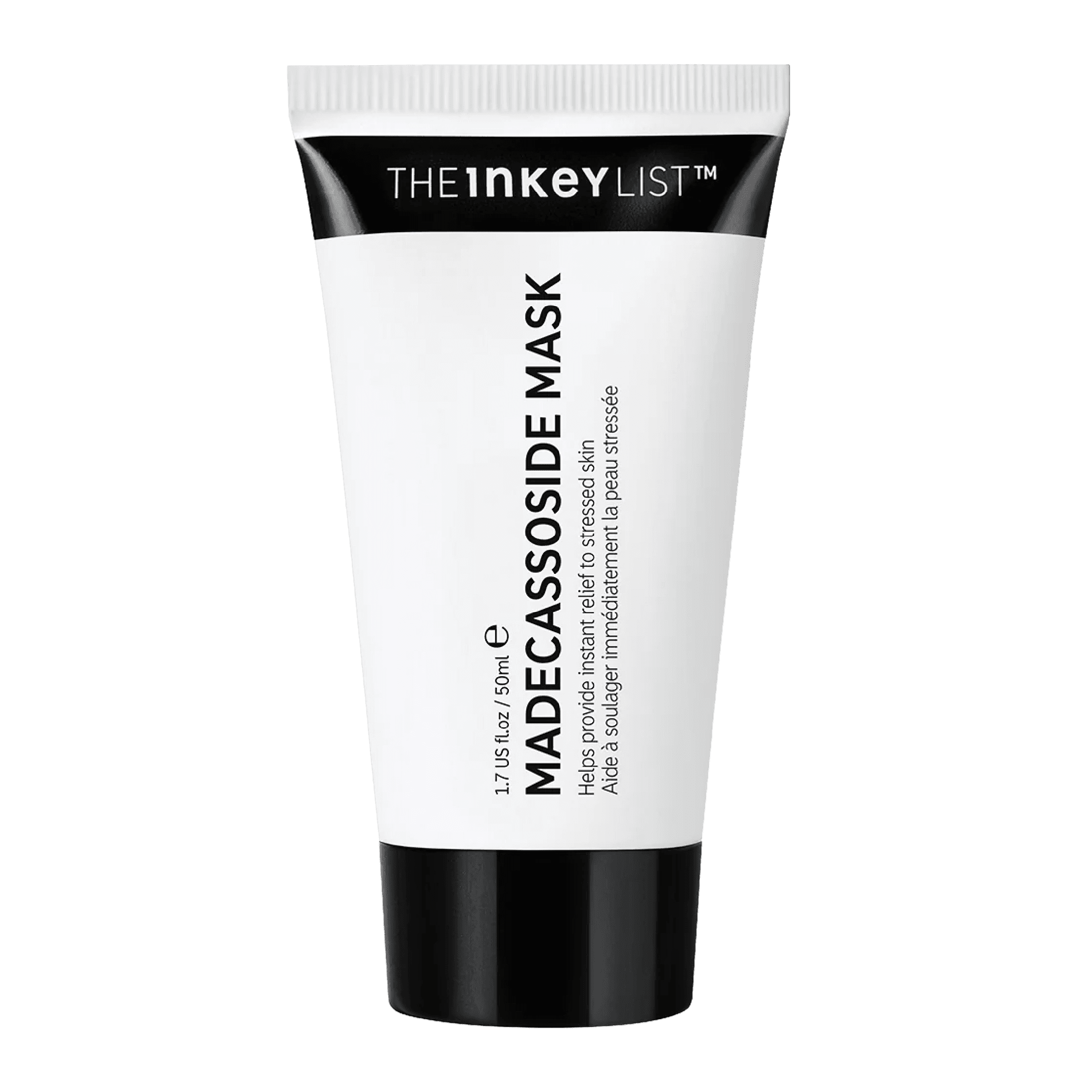 The Inkey List Madecassoside Mask 50 ml for redness relief. A cooling facial treatment that soothes irritated skin, hydrates, and strengthens the skin barrier.