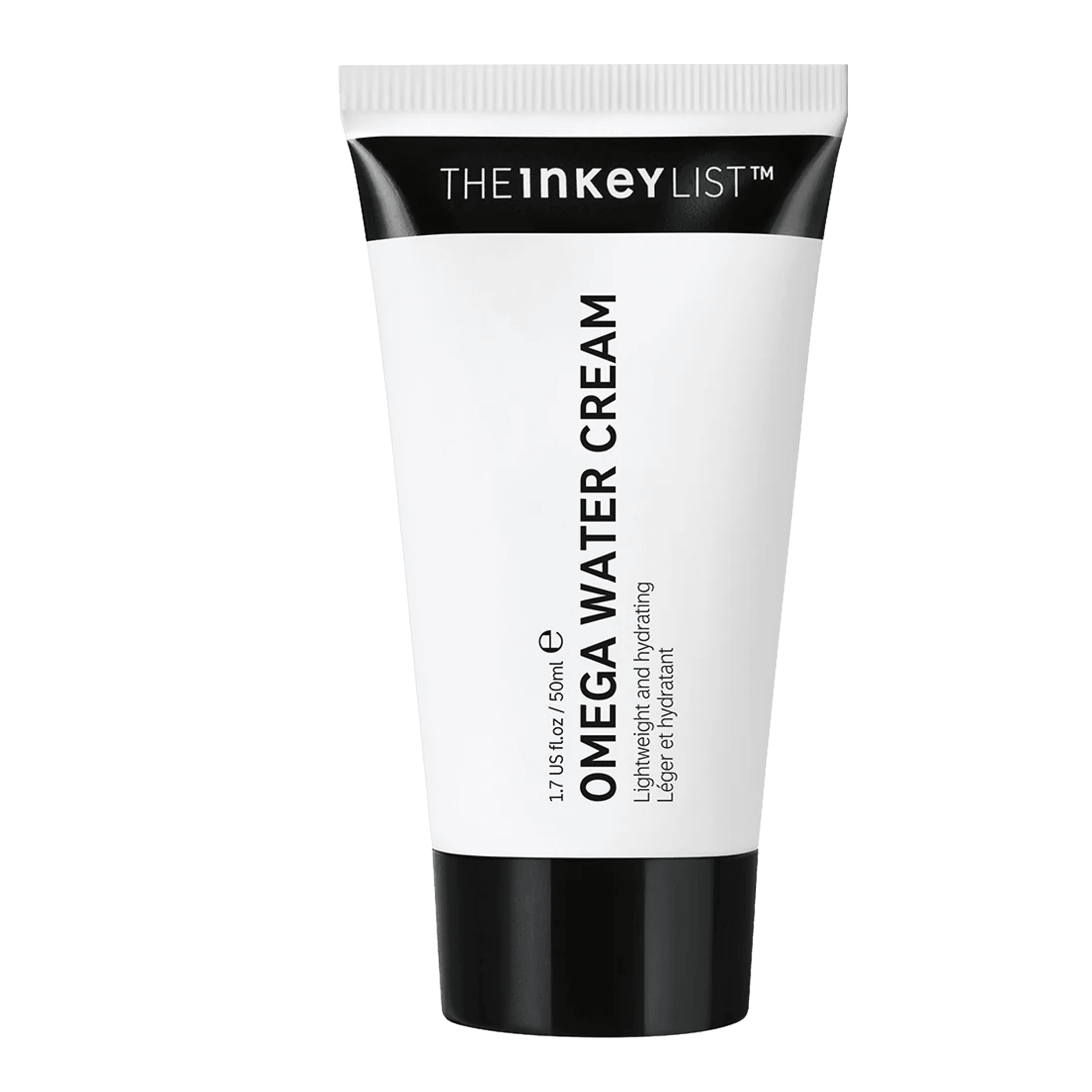 The Inkey List Omega Water Cream 50 ml, an oil-free facial moisturizer with niacinamide and ceramides for lightweight hydration. Suitable for all skin types.