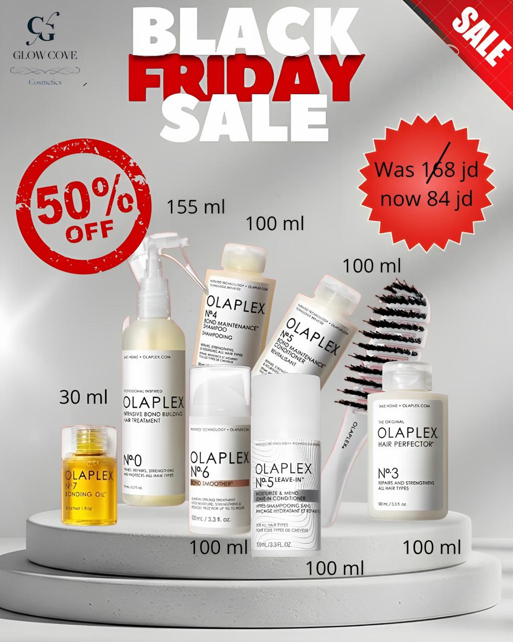 Olaplex System Kit - Hair Repair Bundle with shampoo, conditioner, bonding oil, and brush. Ideal for damaged, dry, or color-treated hair.