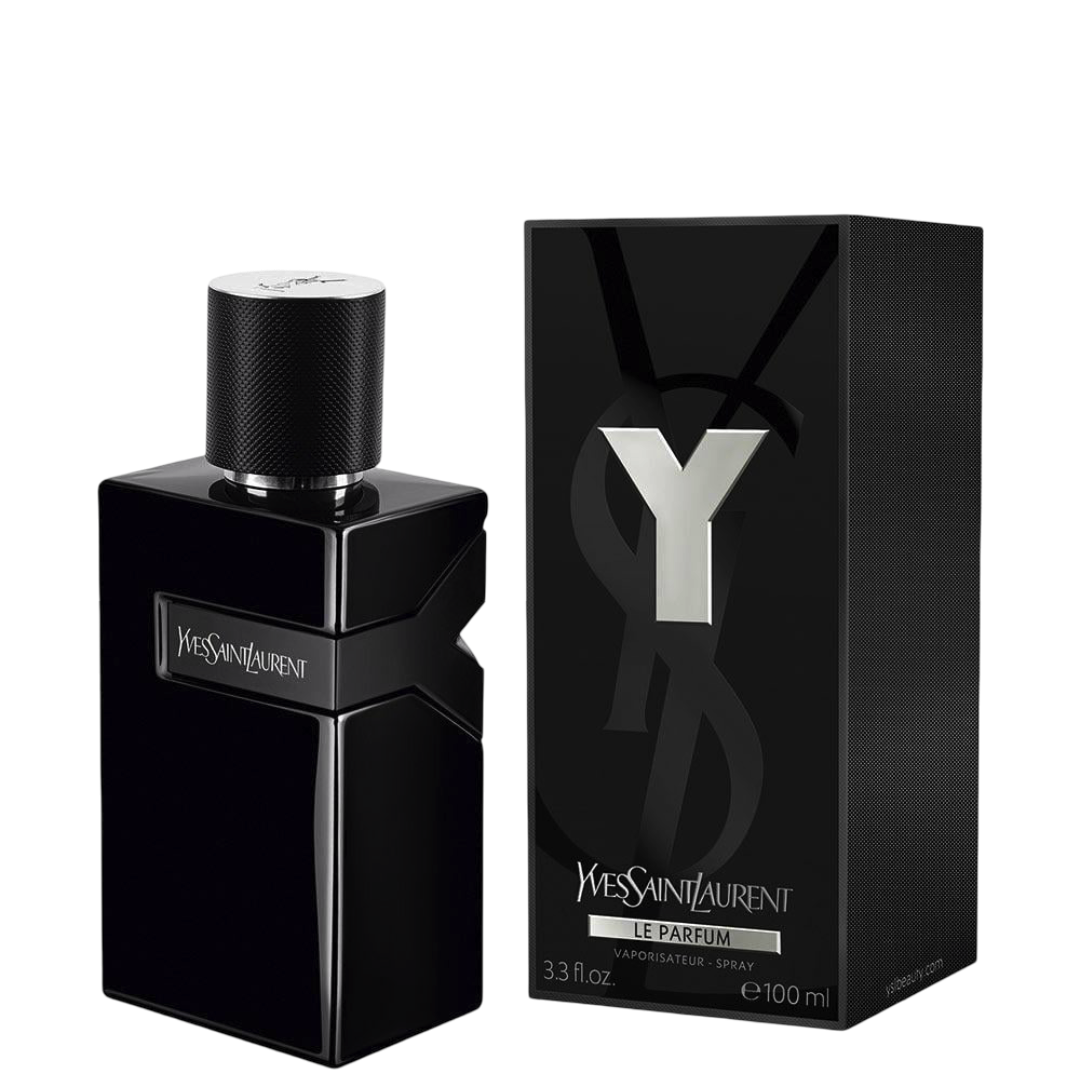 Yves Saint Laurent Y Le Parfum 100 ml bottle and packaging for men, showcasing sleek black design in the YSL fragrance collection.