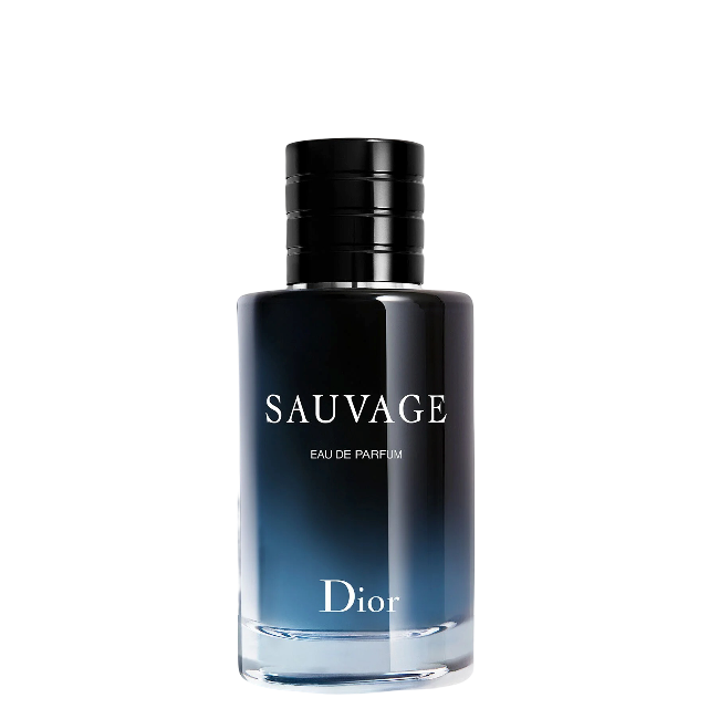 Dior Sauvage Perfume - 100ml Eau de Parfum bottle with sleek black-to-clear gradient design, ideal for men's luxury fragrance collection.